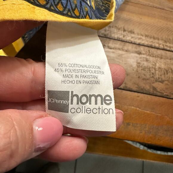 Vintage JCPenney Tablecloth Yellow Blue Block Print Rectangle French Country - Picture 5 of 12